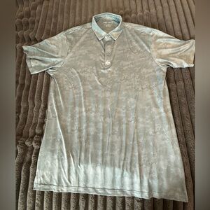 Pins & Aces Golf Men’s Polo Extra Large Athletic Fit Pixelated Camo Grey XL